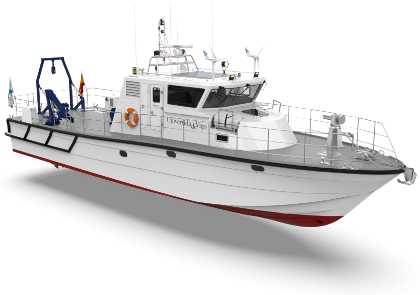 Recreación en 3D do barco de investigación da Universidade de Vigo